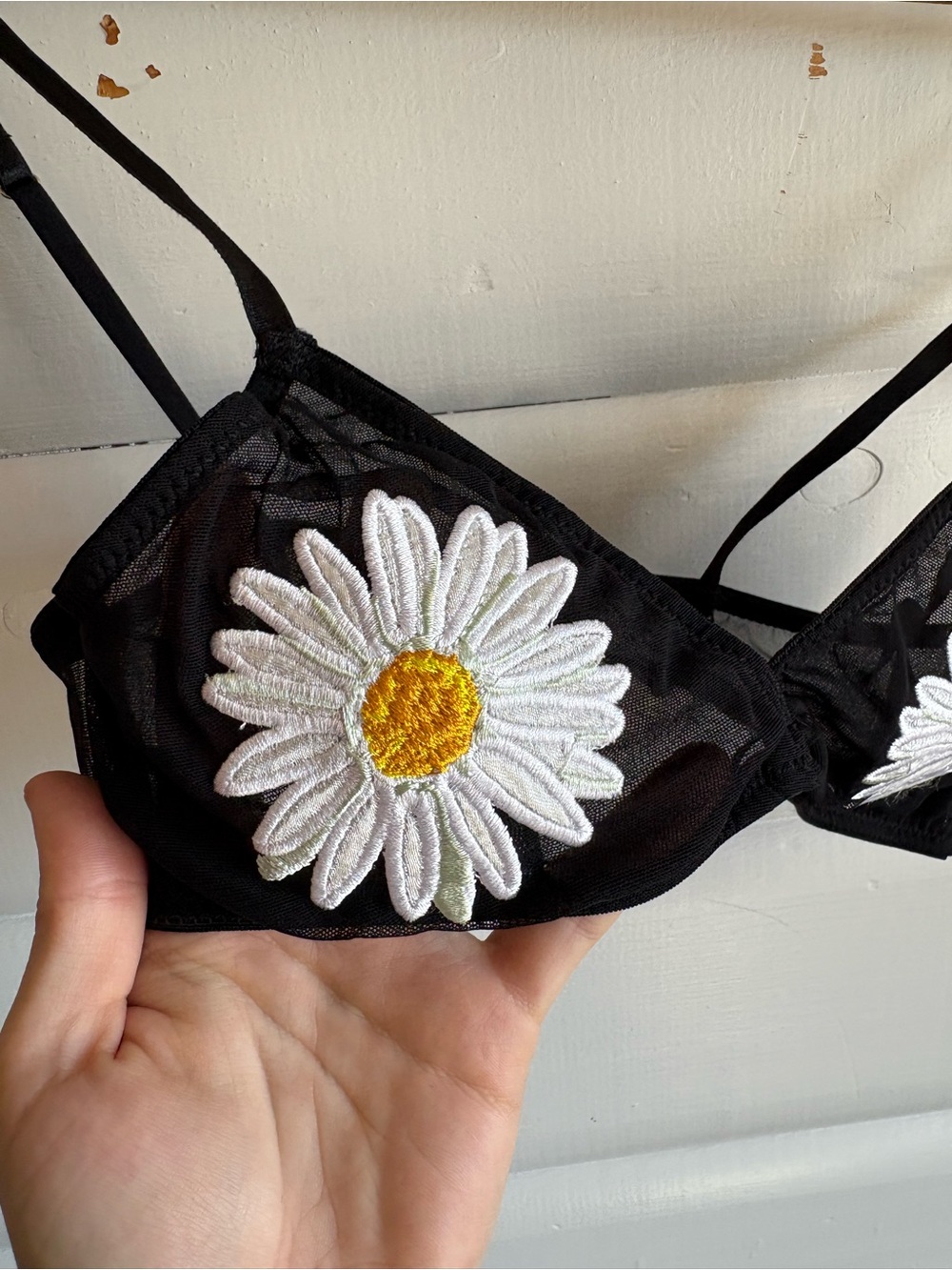 Out From Under Urban Outfitters Daisy Mesh Bralette Black Size S